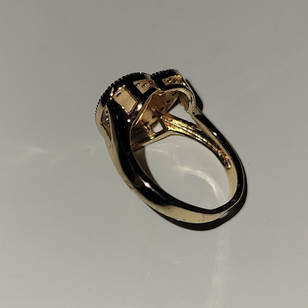 Gold Dipped Heart Virgin Mary Ring with Crystal Halo - Women's Jewelry - Picture 3 of 4